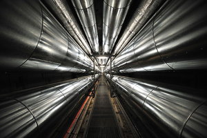 Tunnel between Rigshospitalet (National Hospital) in Copenhagen and Amagerværket (Amager Powerplant) in Amager. Copenhagen District heating system. (Bill Ebbesen)