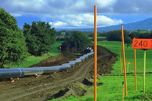 An underground pipeline in construction